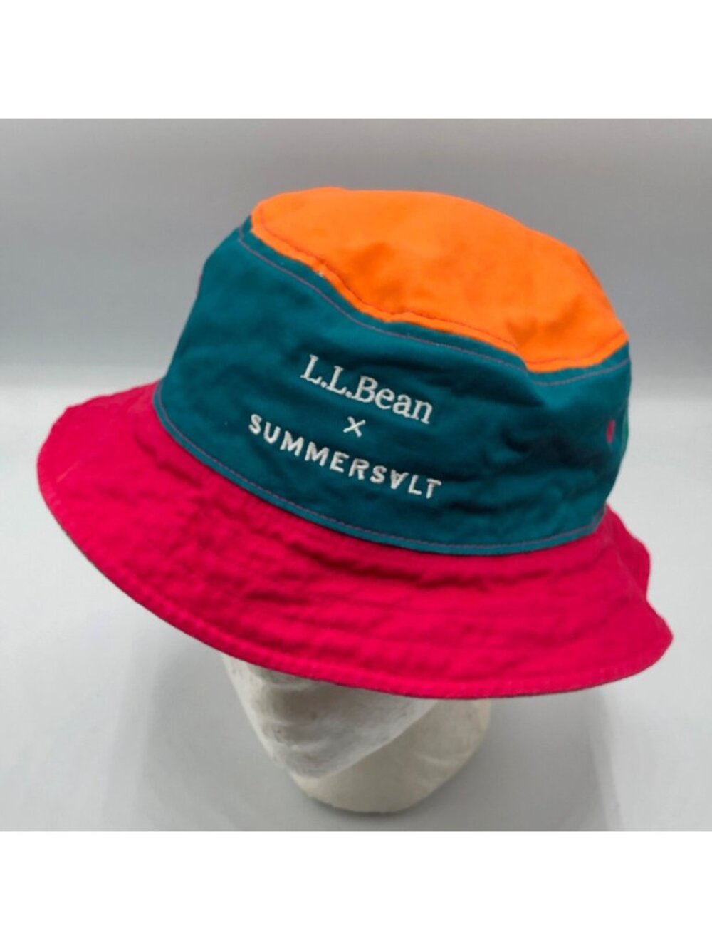 Womens LL Bean X Summersalt Reversible Floral Color Block Bucket Beach Hat